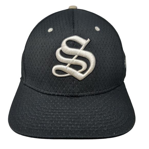 Stussy Capz Snapback Hat Black Embroidered Monogram Big S Logo 100% Polyester - Picture 1 of 9